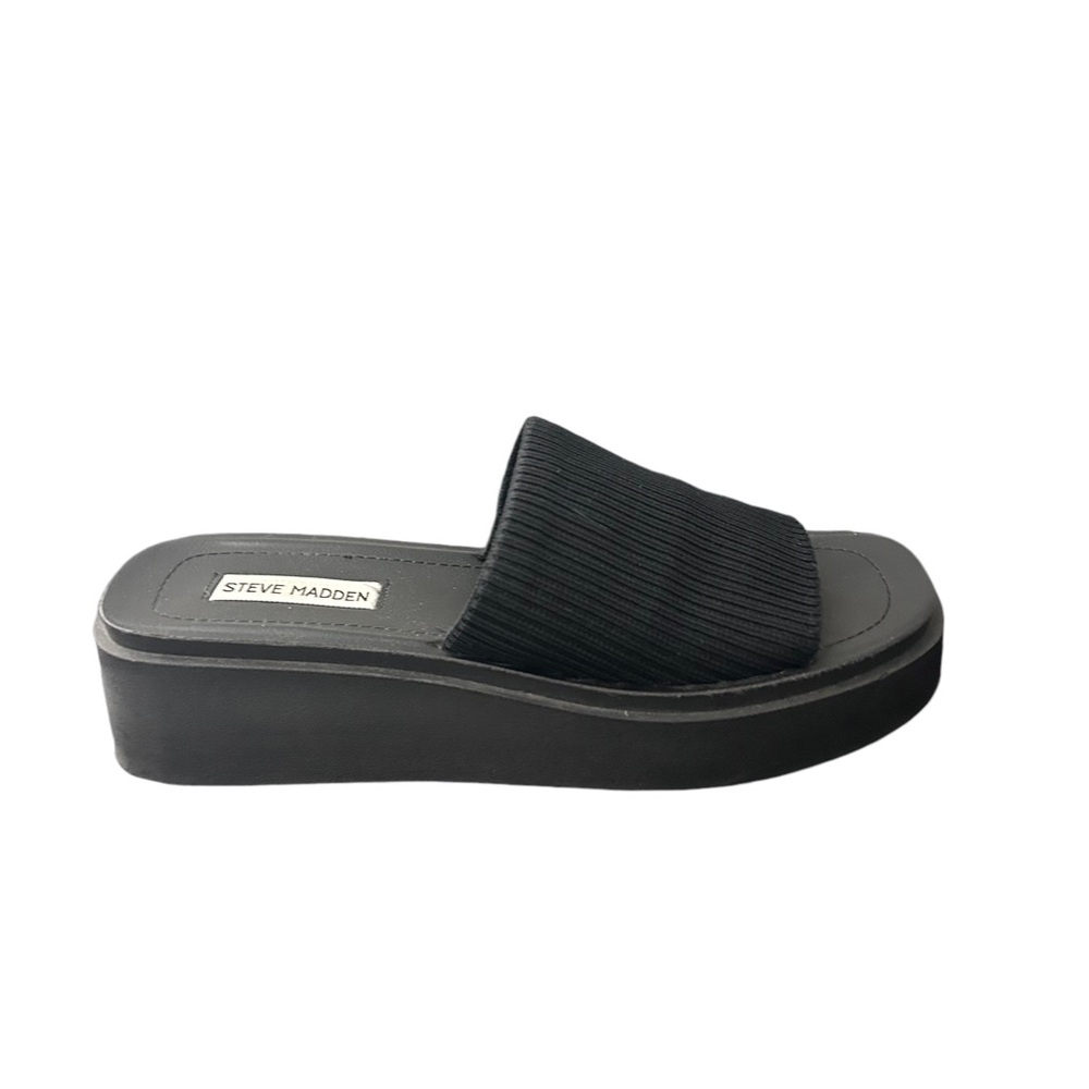 Steve Madden Black Bennet Platform Fabric Slides Sandals Size 9.5 - Picture 8 of 11